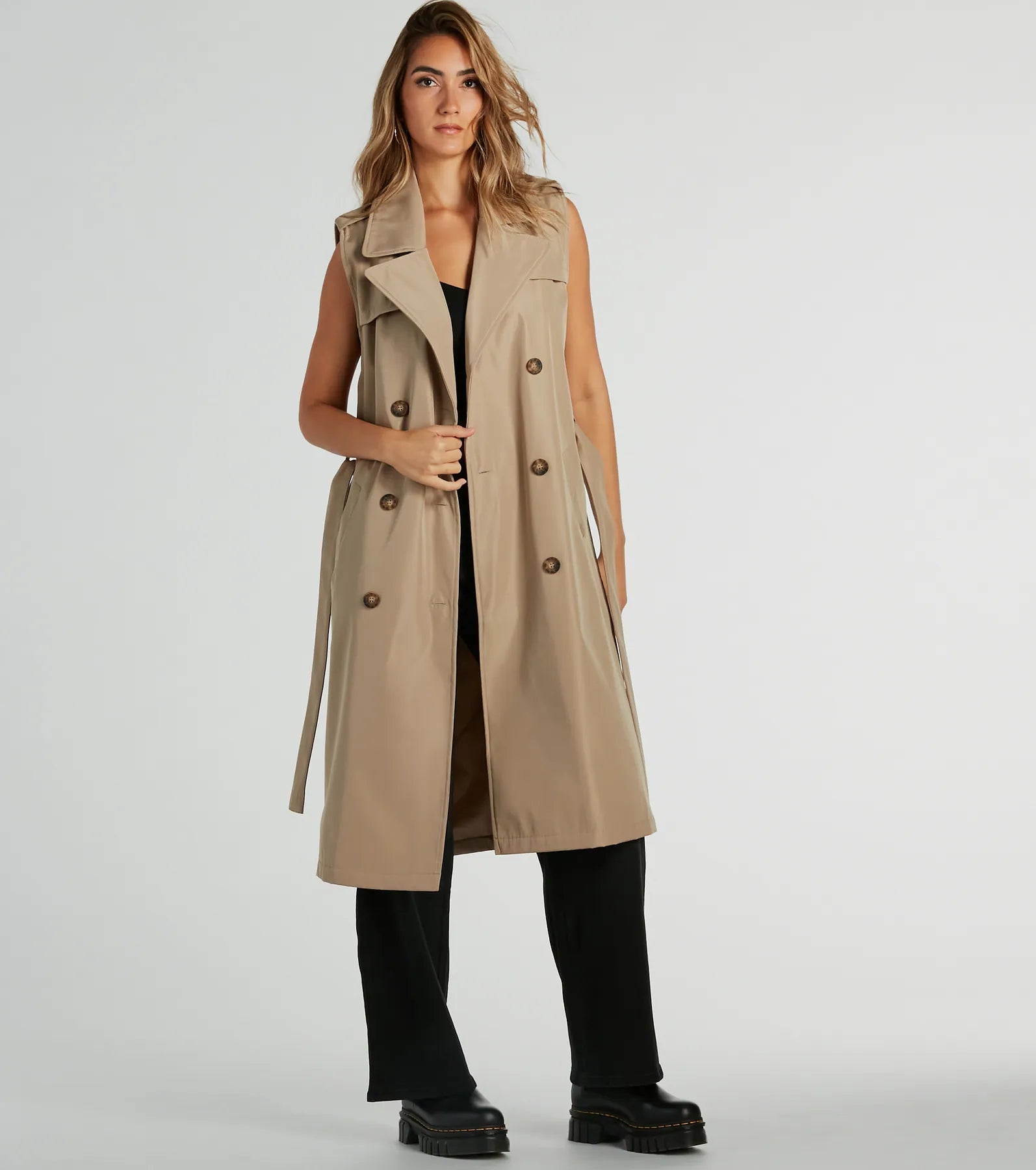 City-Chic Nylon Belted Trench Vest - Image 4