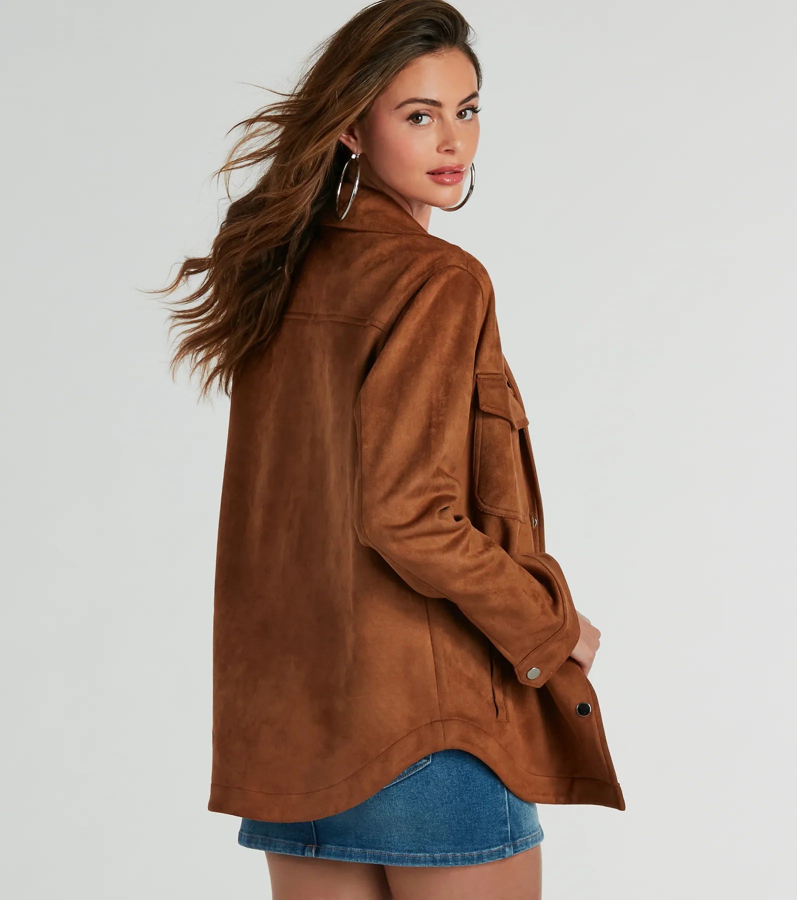 Easy Going Cutie Oversized Faux Suede Shacket - Image 3