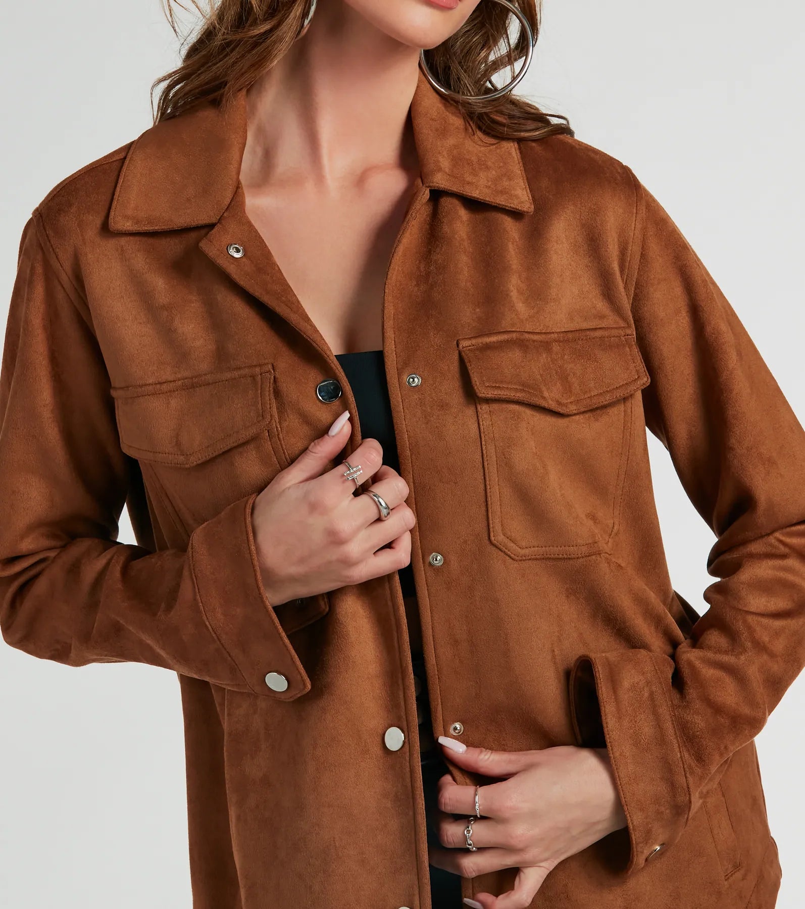 Easy Going Cutie Oversized Faux Suede Shacket - Image 4