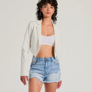 Elevated Theme Long Sleeve Crop Linen Blazer