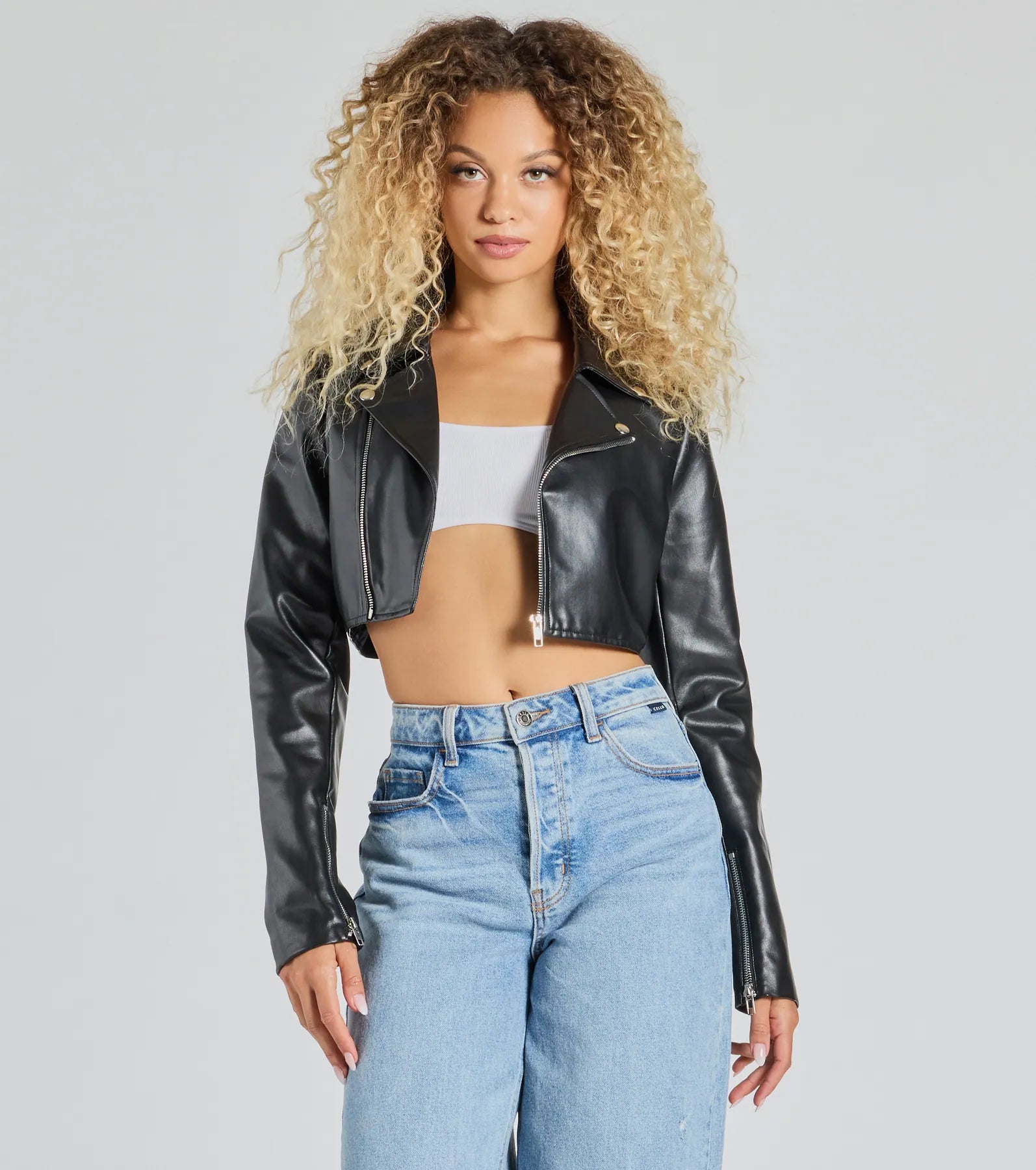 City Slicker Moto Crop Faux Leather Jacket - Image 2