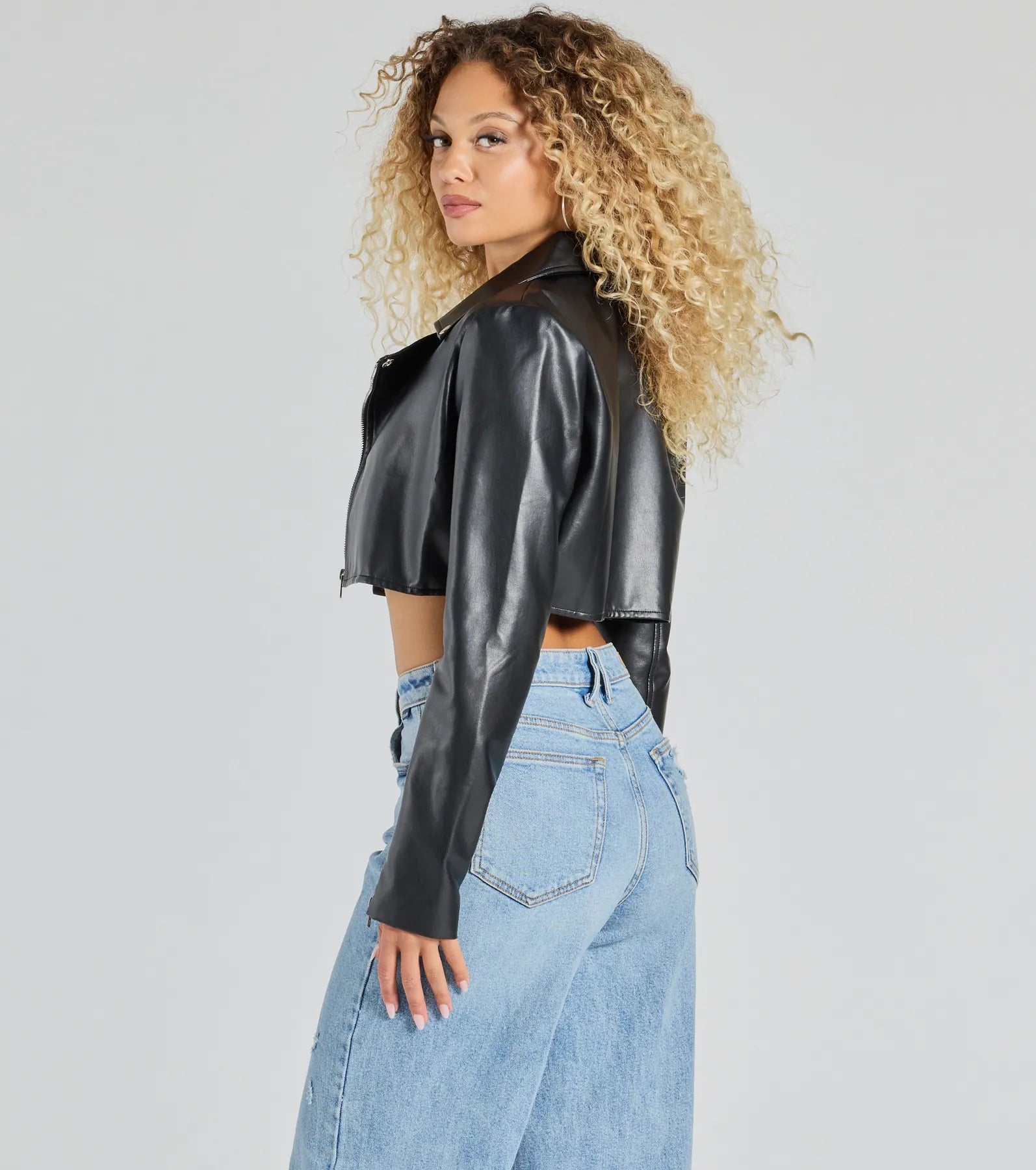 City Slicker Moto Crop Faux Leather Jacket - Image 3