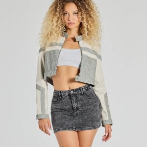 Walking The City Moto Striped Crop Jacket