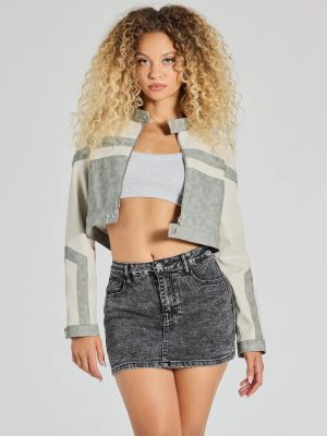 Walking The City Moto Striped Crop Jacket