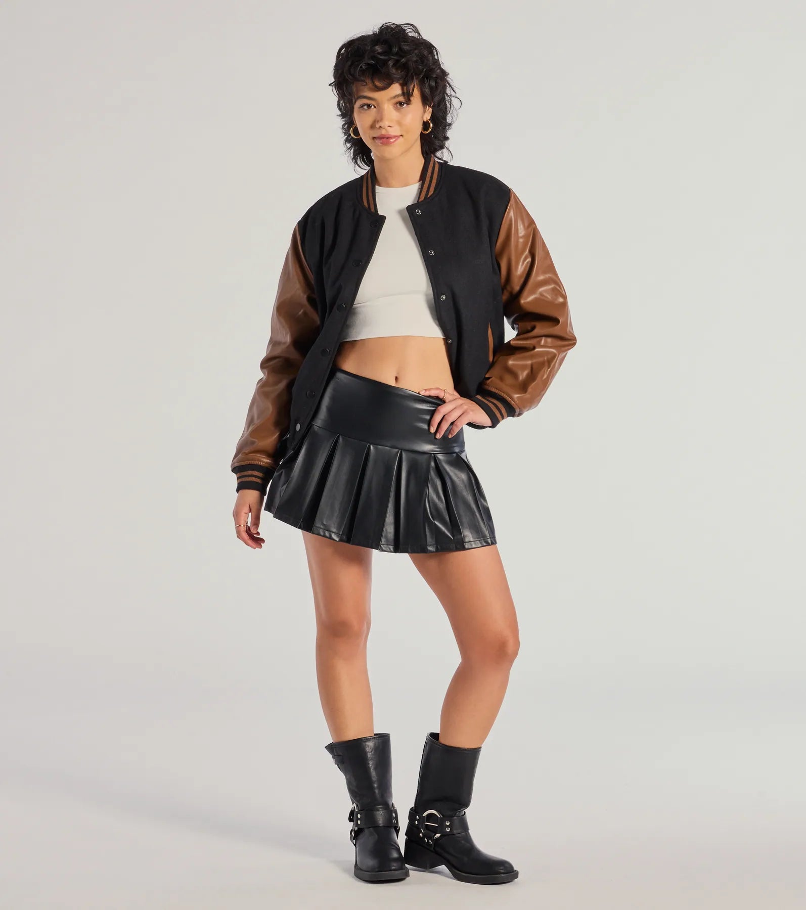 Chic Spirit Faux Wool Varsity Jacket - Image 3