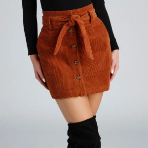 Essential Corduroy Button Down Mini Skirt