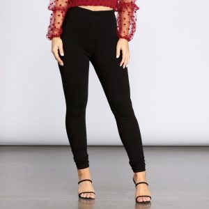 High Rise Twill Skinny Stretch Pants