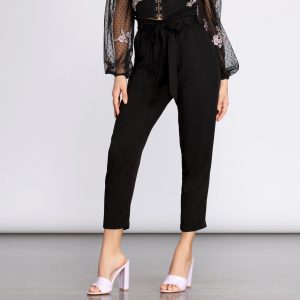 Tied and Tapered Paperbag Pants