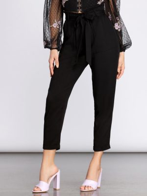 Tied and Tapered Paperbag Pants