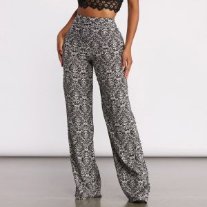 High Waist Bohemian Print Wide Leg Pants