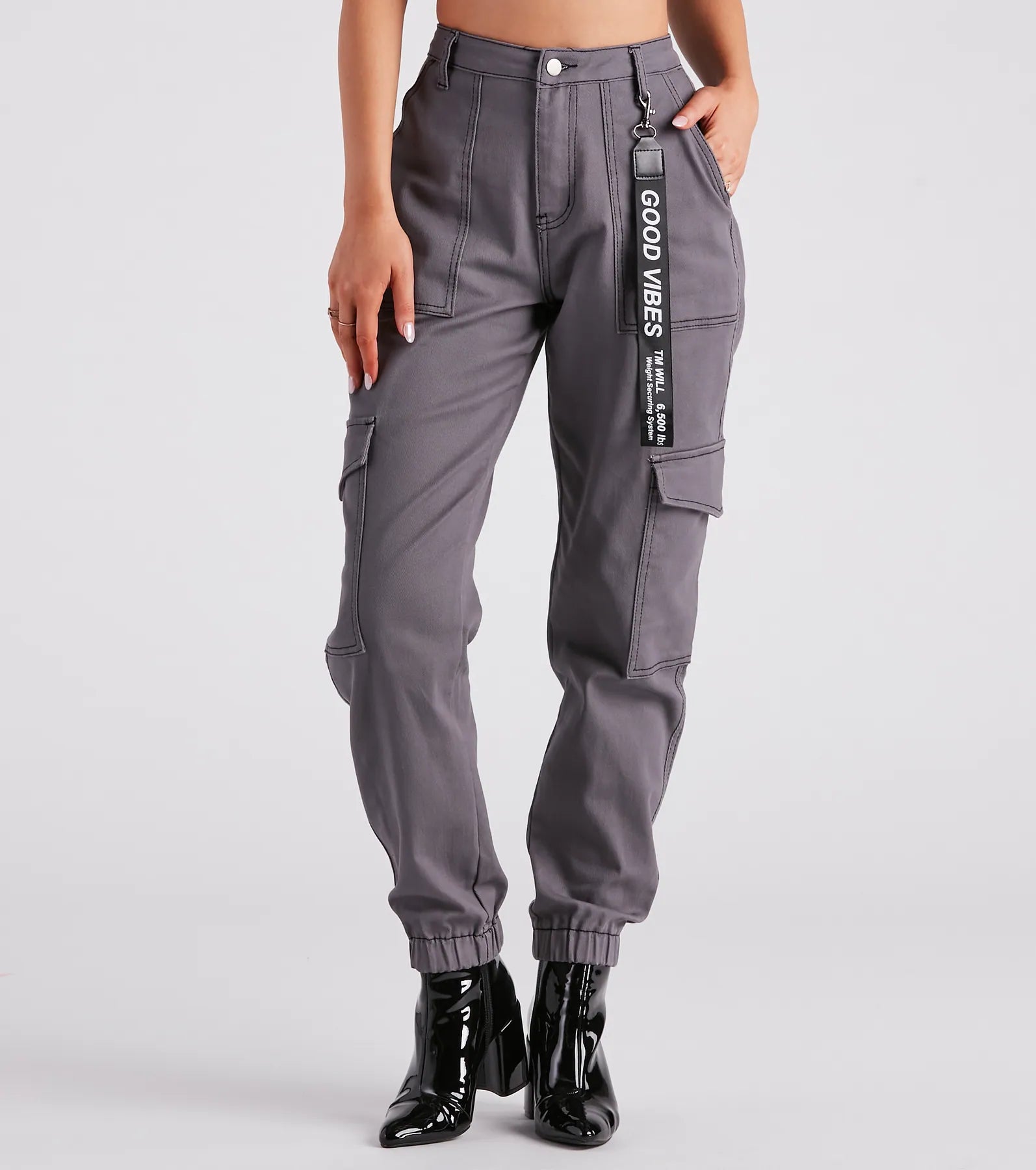 Functional Style Denim Cargo Joggers - Image 13