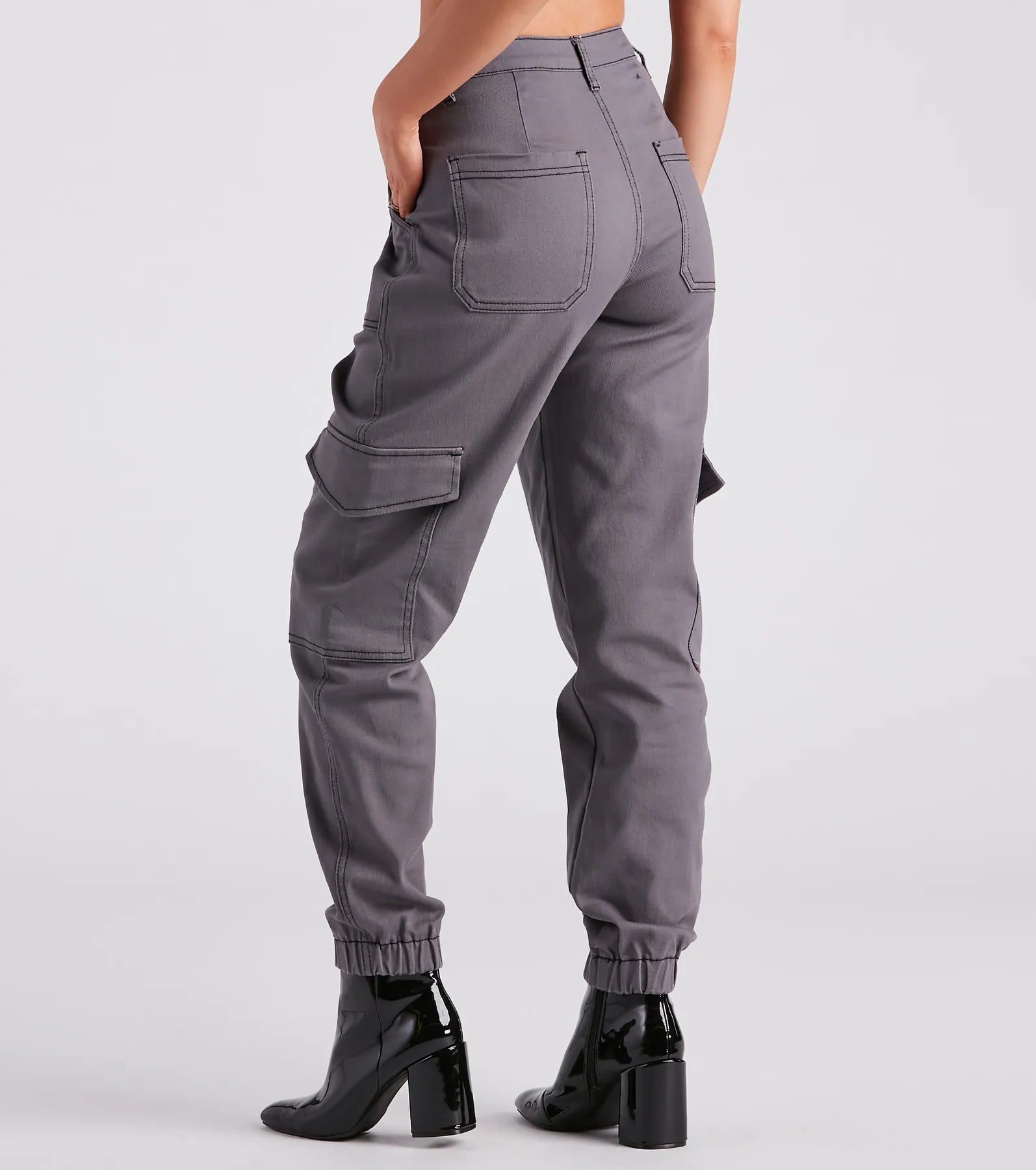 Functional Style Denim Cargo Joggers - Image 15