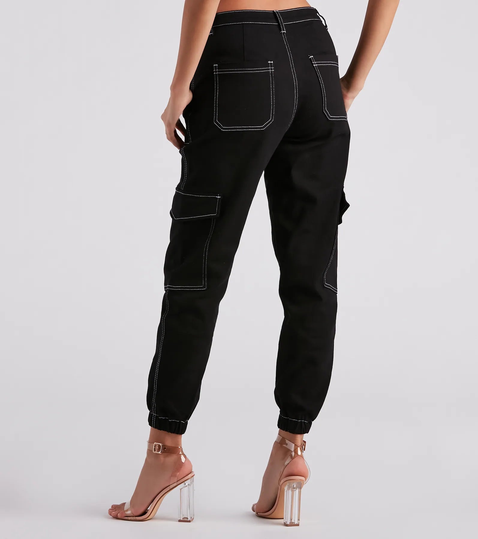 Functional Style Denim Cargo Joggers - Image 3