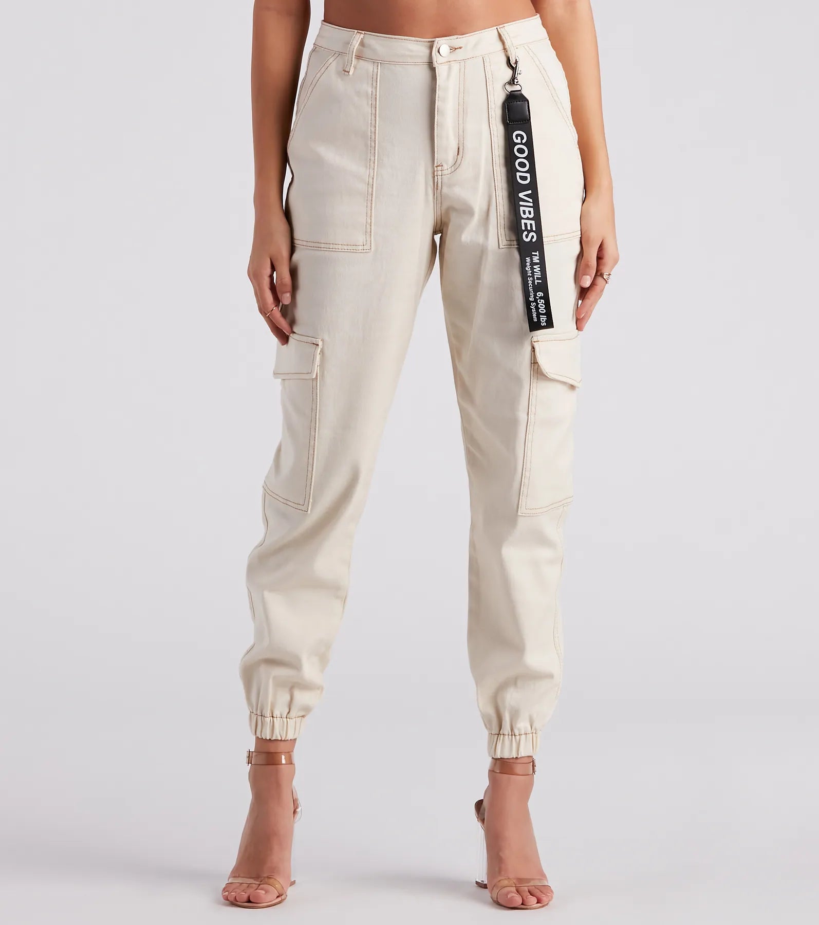 Functional Style Denim Cargo Joggers - Image 5