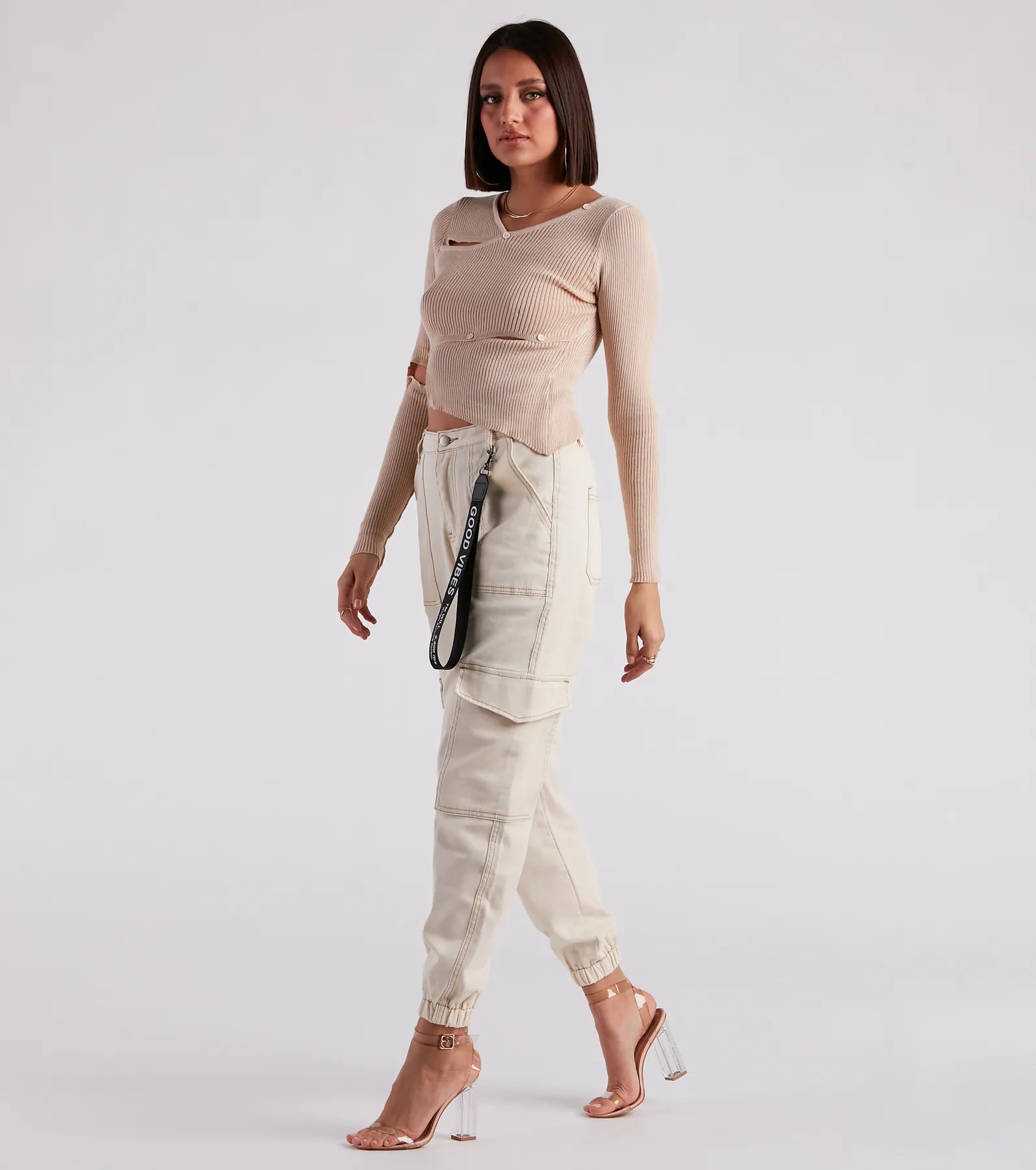 Functional Style Denim Cargo Joggers - Image 6