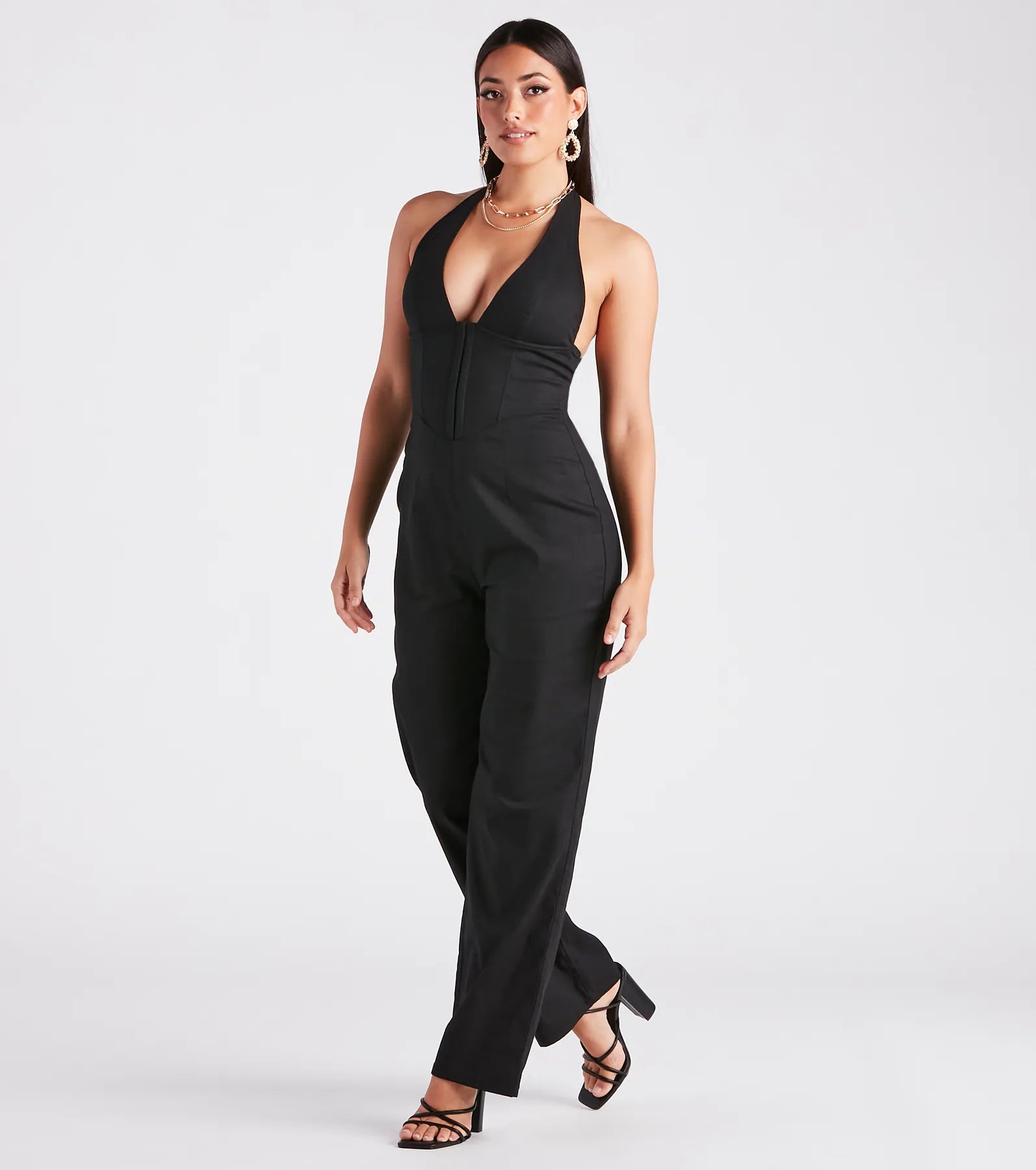 Ready In One Halter Corset Wide-Leg Jumpsuit - Image 3
