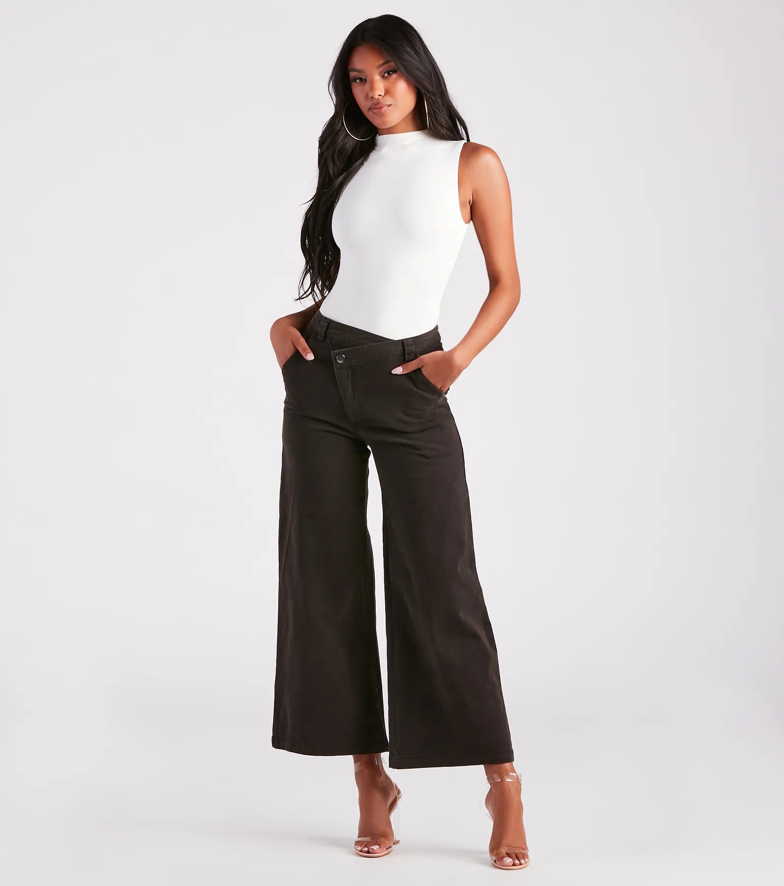 On A Curve Asymmetrical Waist Wide-Leg Pants - Image 2