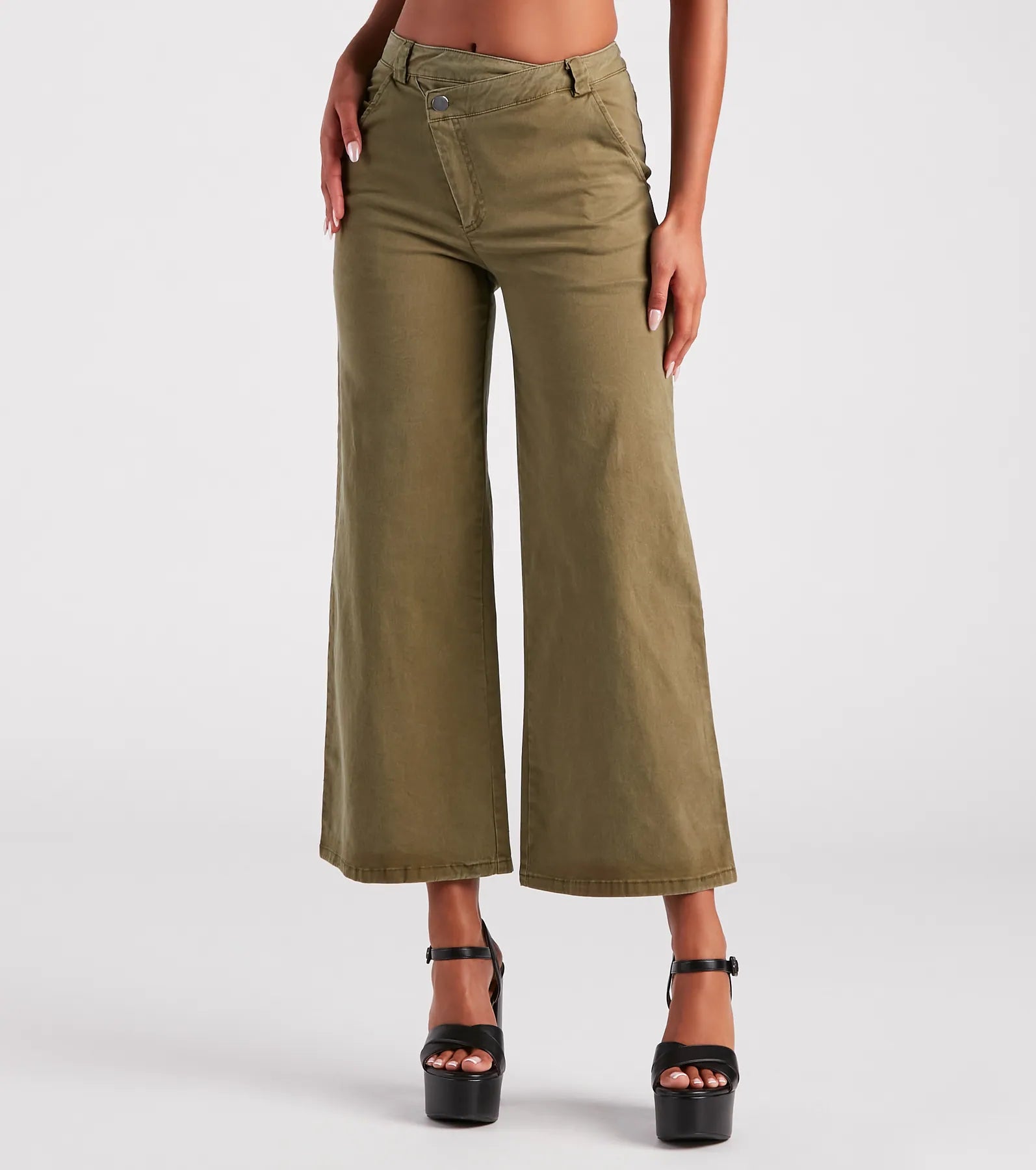 On A Curve Asymmetrical Waist Wide-Leg Pants - Image 5