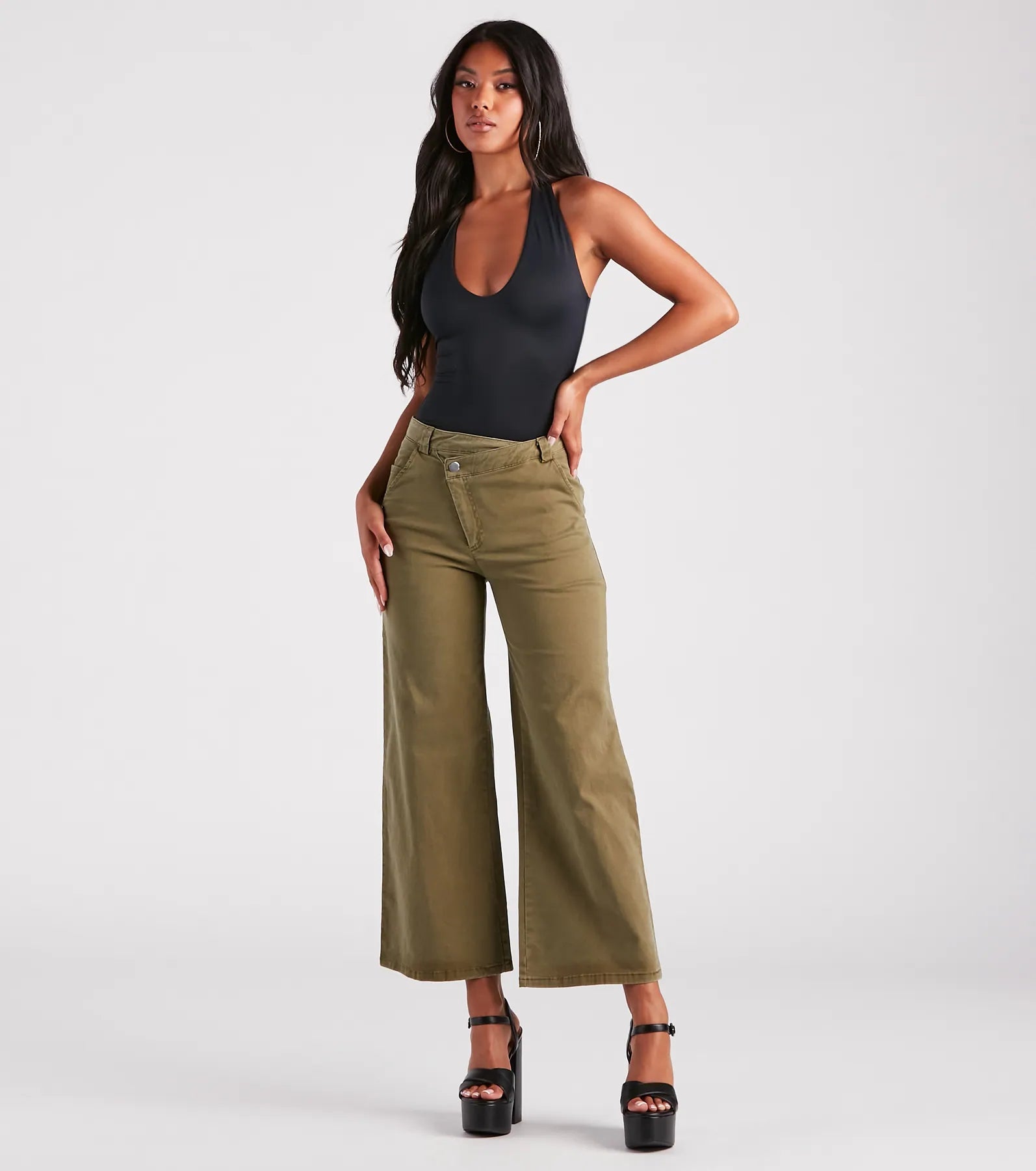On A Curve Asymmetrical Waist Wide-Leg Pants - Image 6
