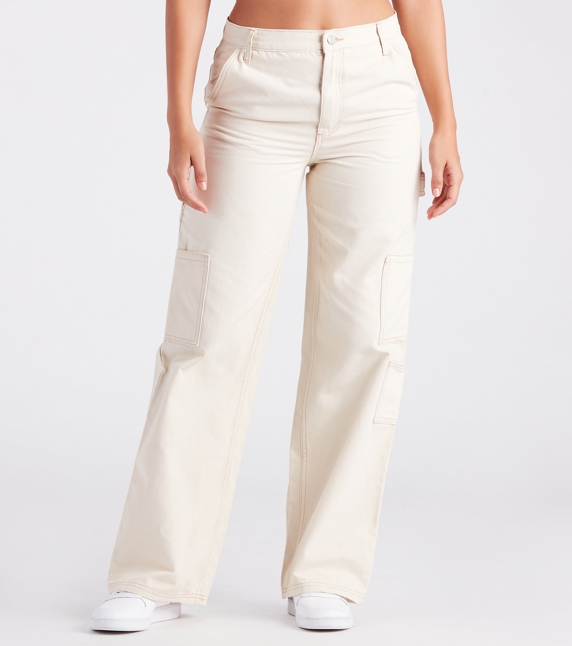 On Repeat Contrast Stitch Wide-Leg Pants - Image 5