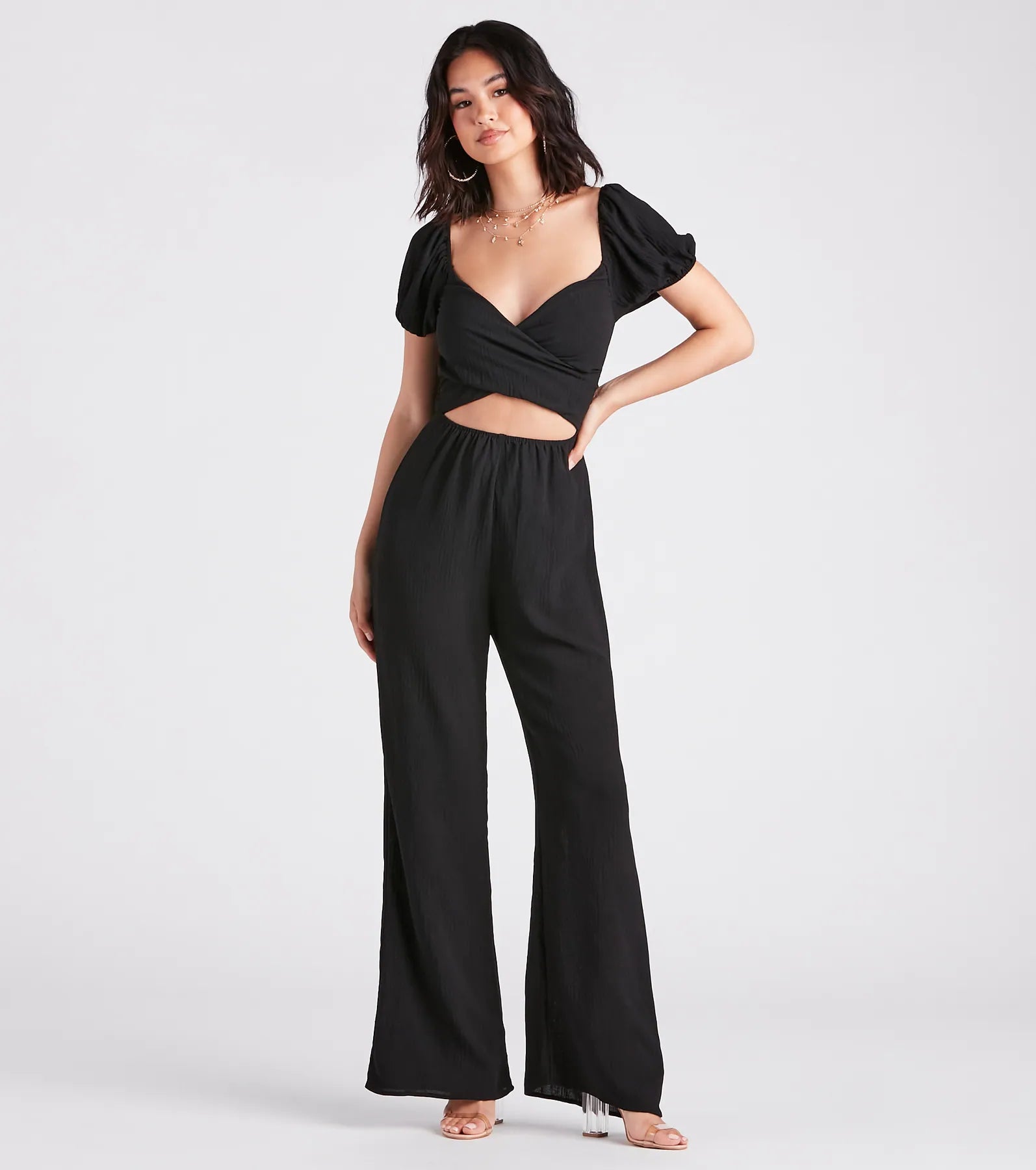 Flirt On Check Linen Puff Sleeve Jumpsuit - Image 6