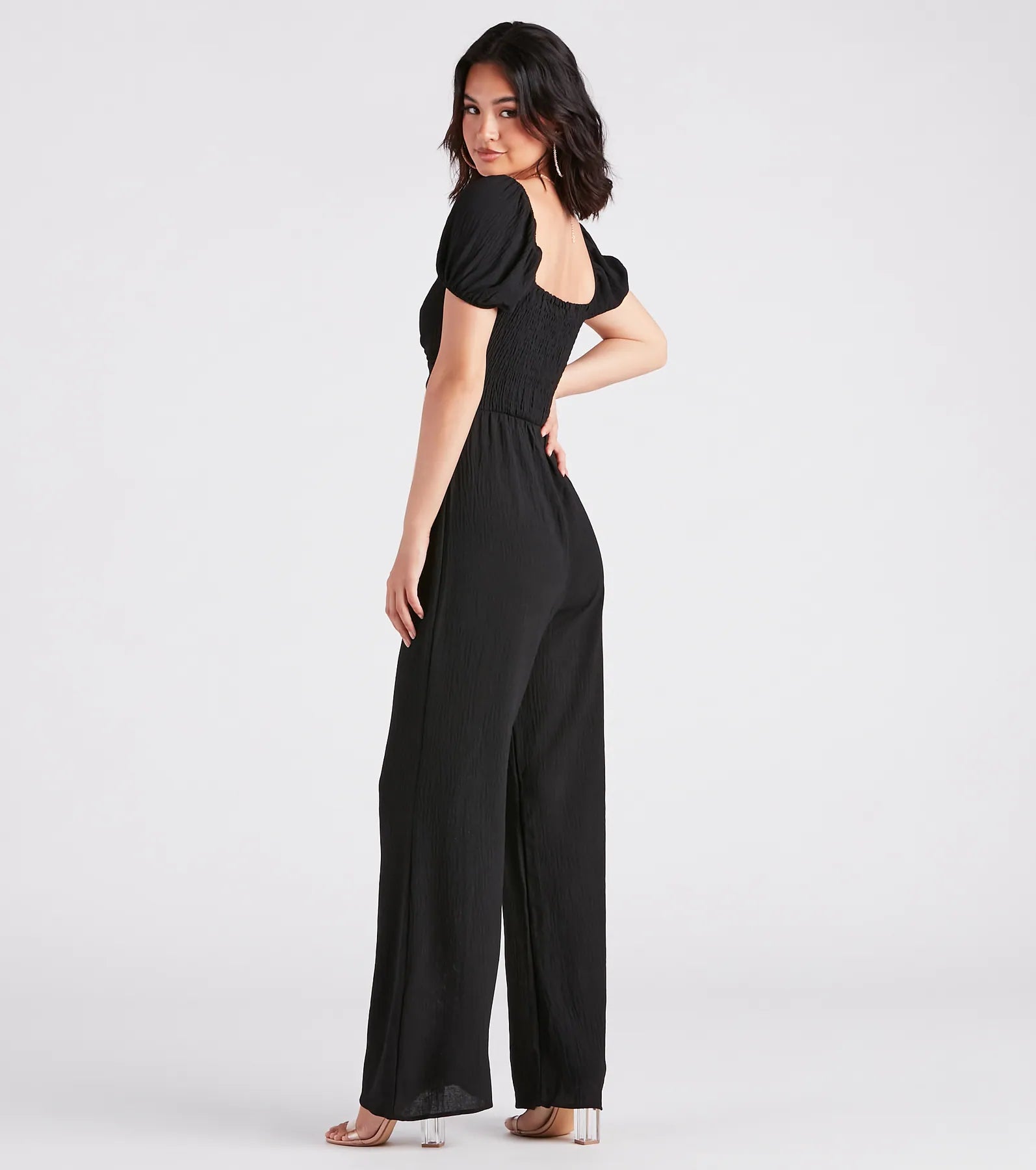 Flirt On Check Linen Puff Sleeve Jumpsuit - Image 7