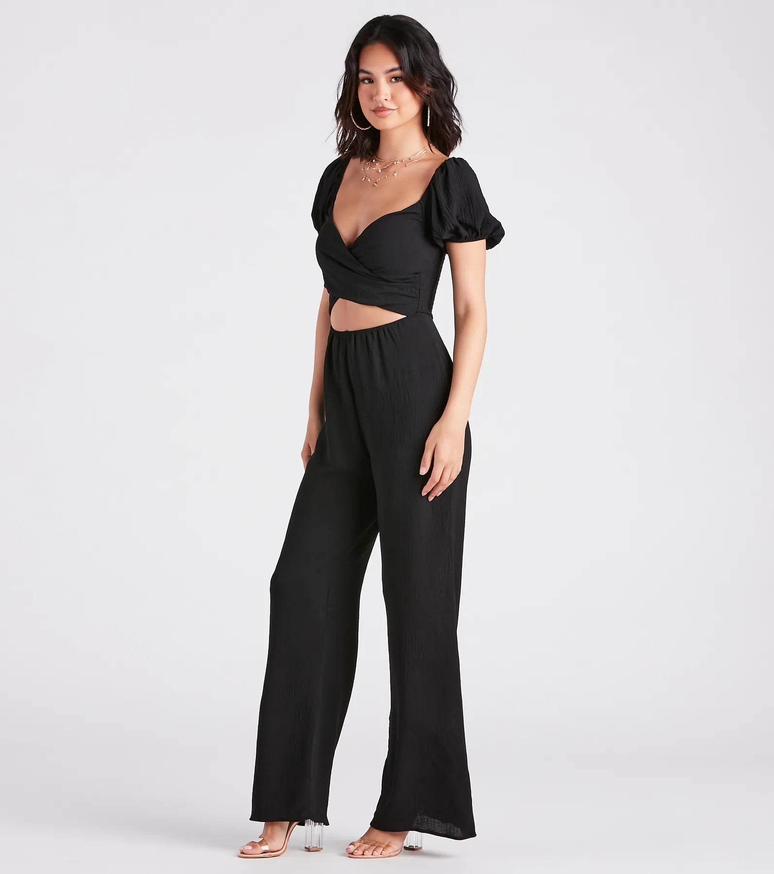 Flirt On Check Linen Puff Sleeve Jumpsuit - Image 8