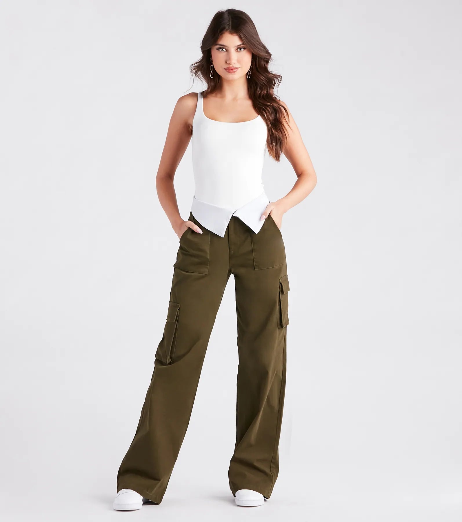 Cool Vibes Fold-Over Waist Cargo Pants - Image 2