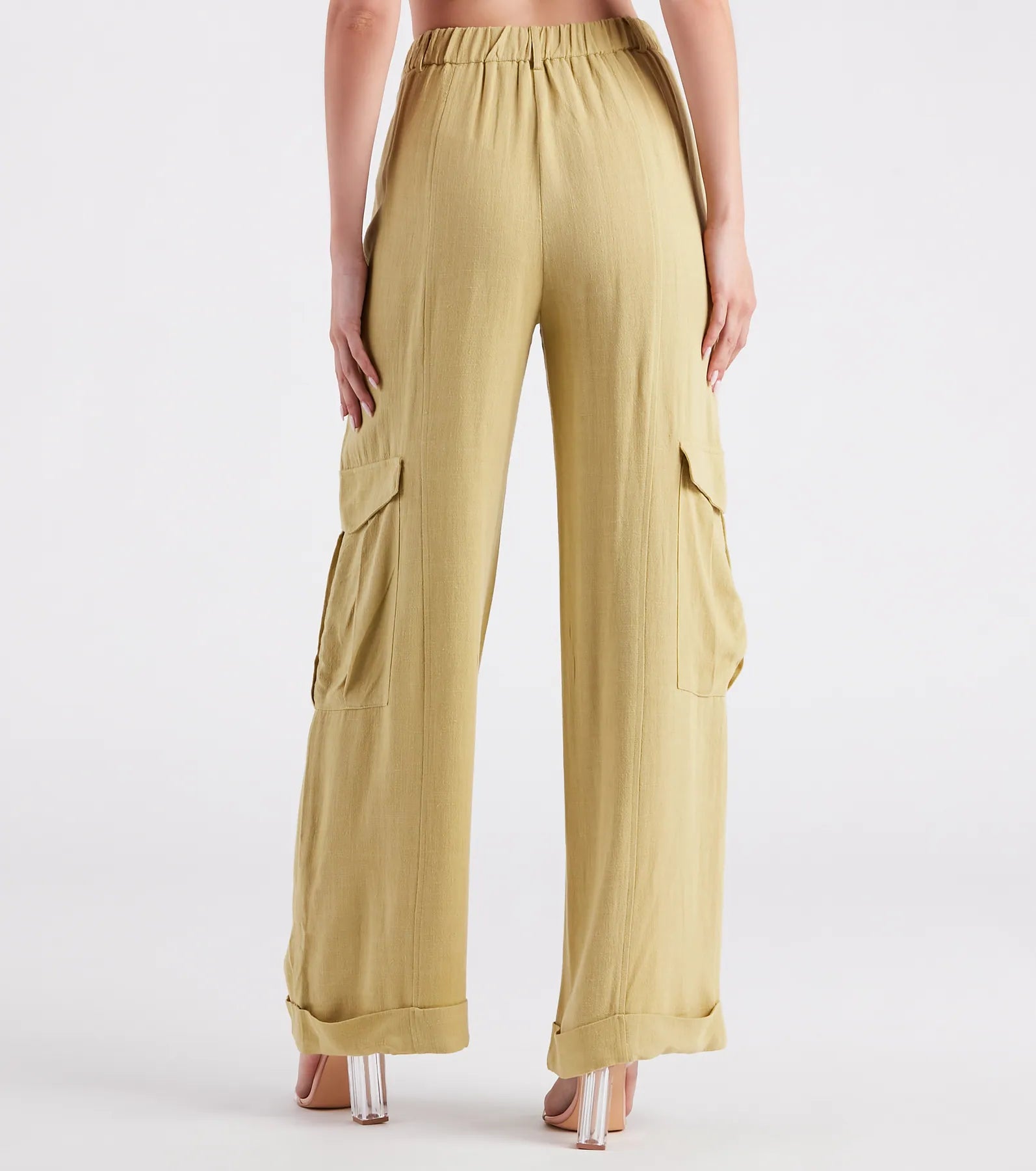Coastal Drive Linen Wide-Leg Cargo Pants - Image 3