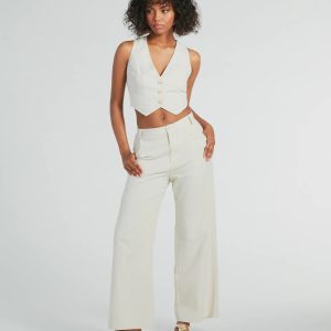 Cutest Babe Wide Leg Linen Trouser Pants