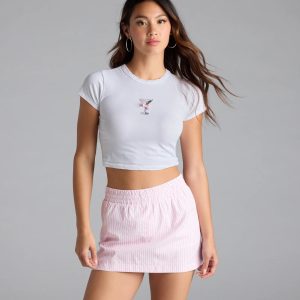 Just A Girl Mid-Rise Striped Boxer Skort