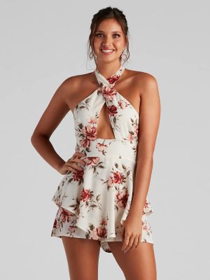 Love Me Floral Crepe Skort Romper