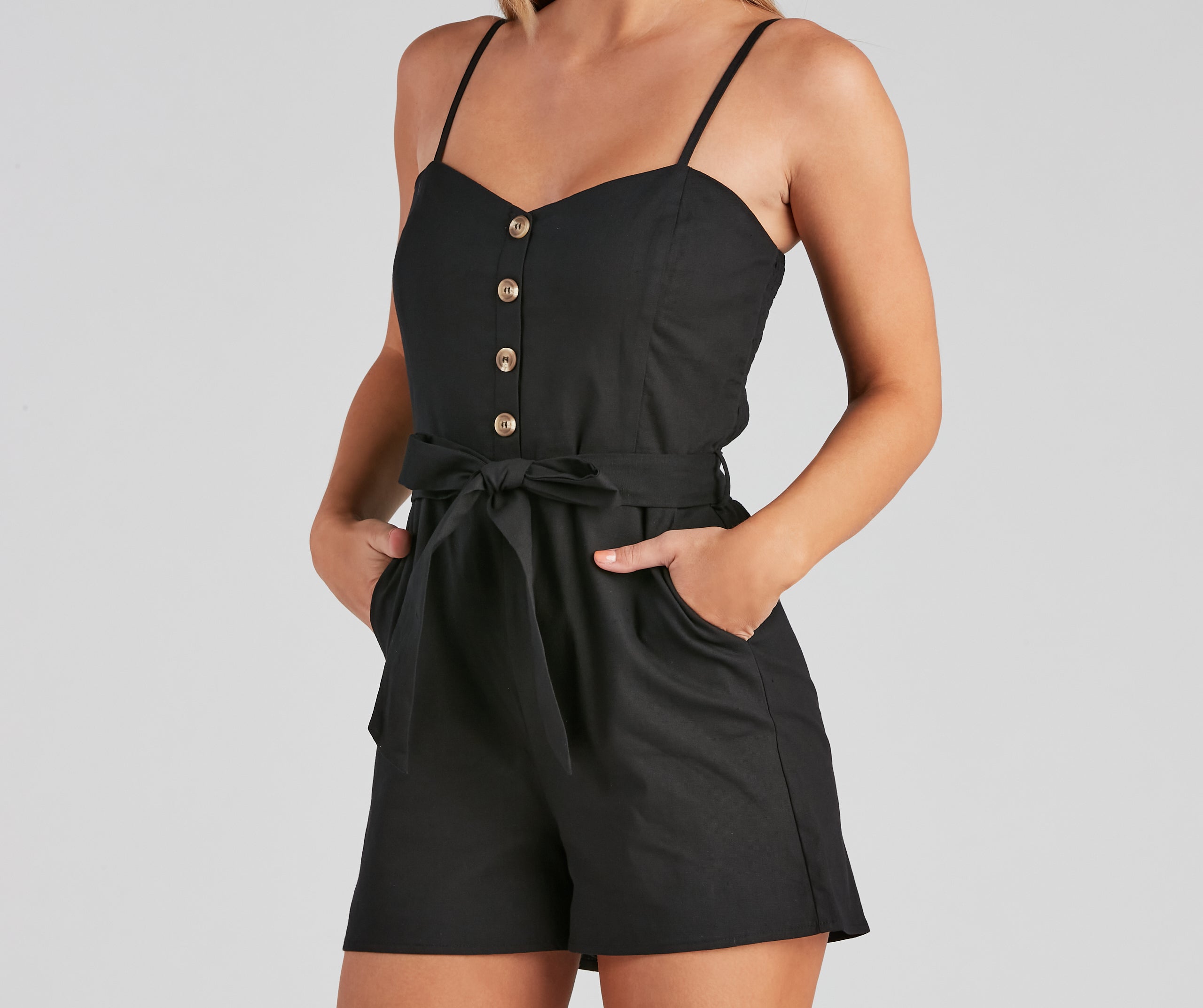 Perfect Day Sleeveless Linen Romper - Image 4