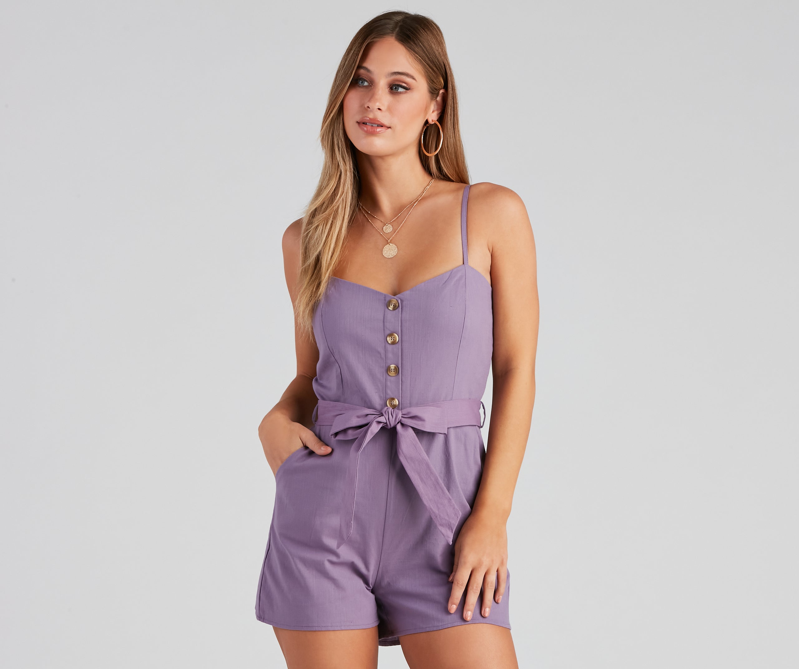 Perfect Day Sleeveless Linen Romper - Image 5