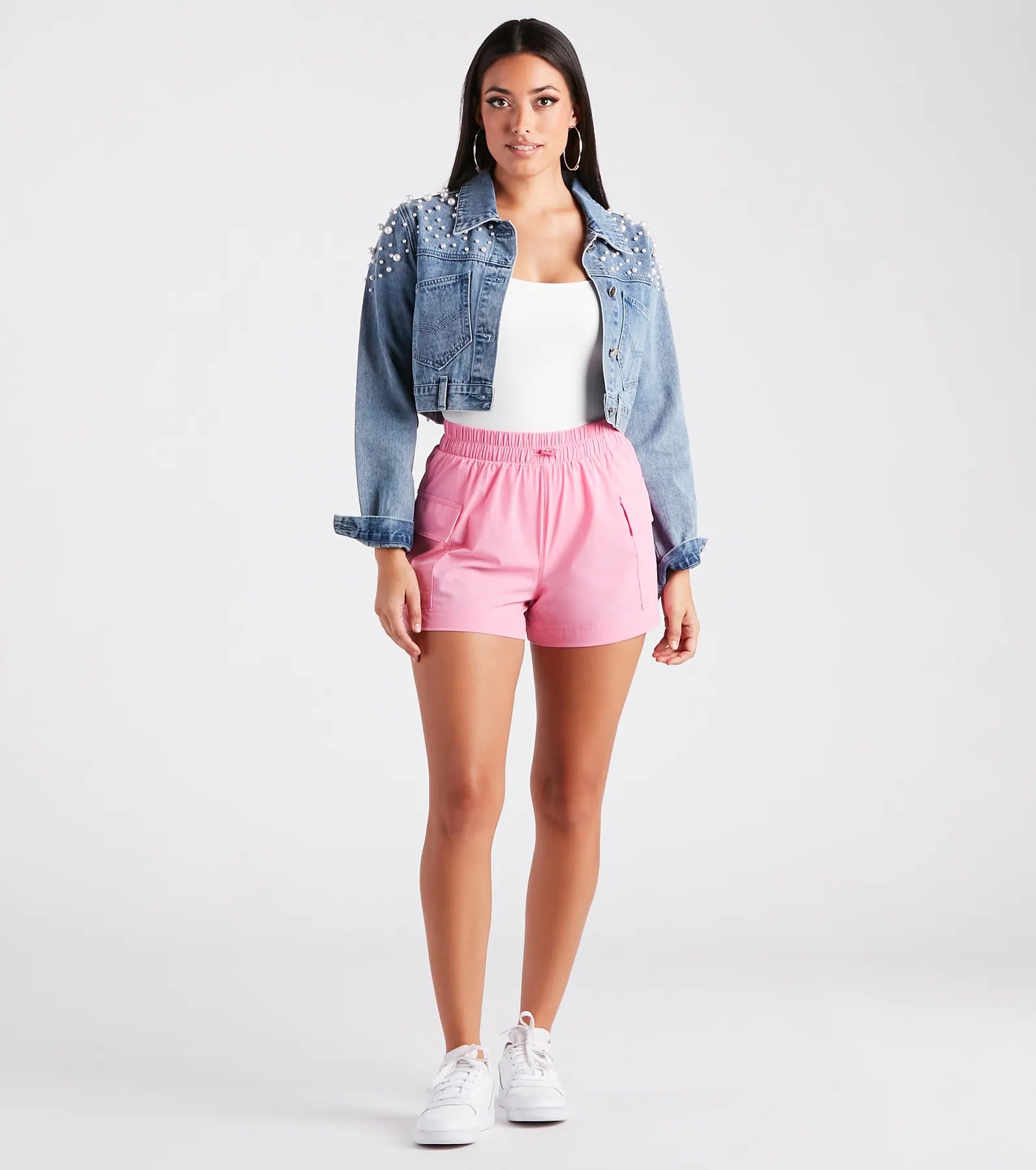 So Sporty High Waist Nylon Cargo Shorts - Image 2