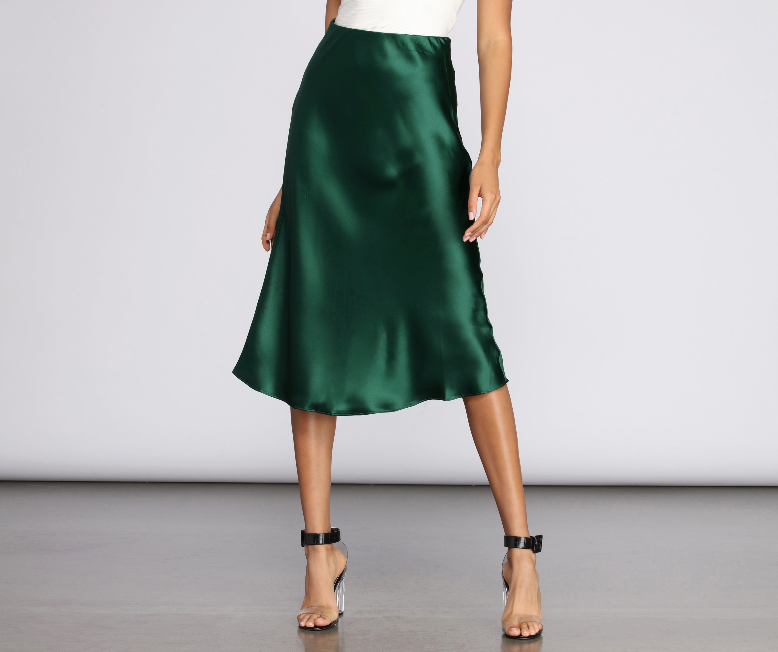 Minimalist Satin Midi Skirt - Image 10