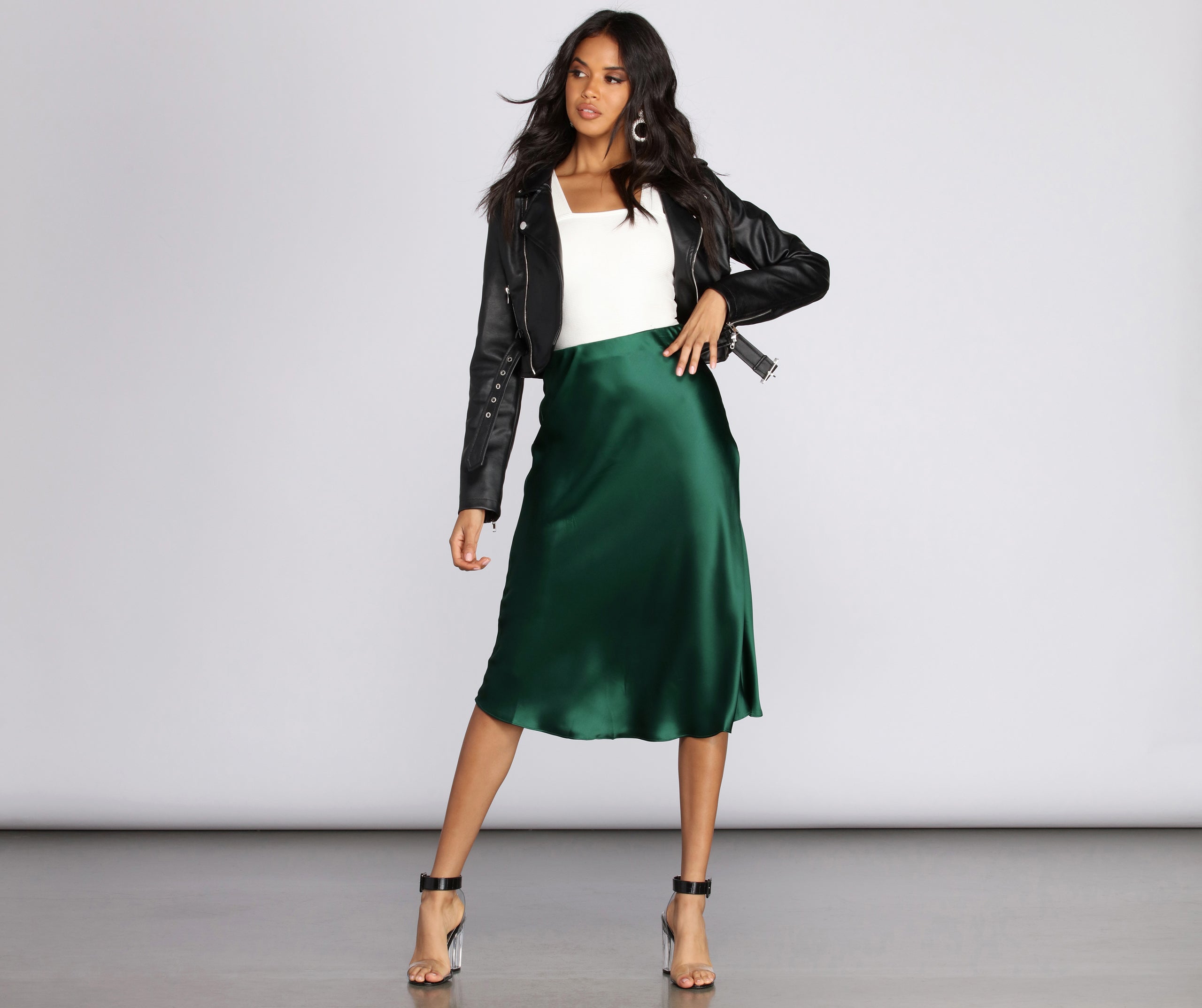 Minimalist Satin Midi Skirt - Image 11