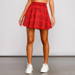 Preppy And Pleated Plaid Skater Skirt