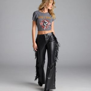Spicing Things Up Mid-Rise Flare Fringe Pants