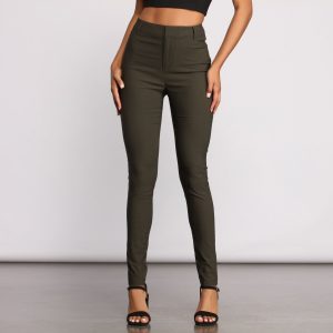 High Waist Basic Skinny Trouser Pants