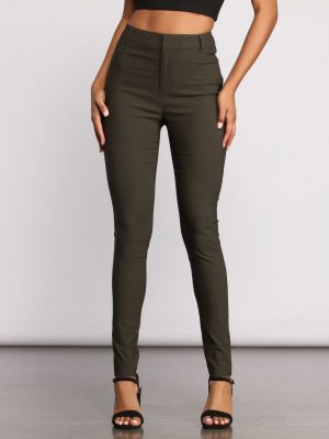 High Waist Basic Skinny Trouser Pants