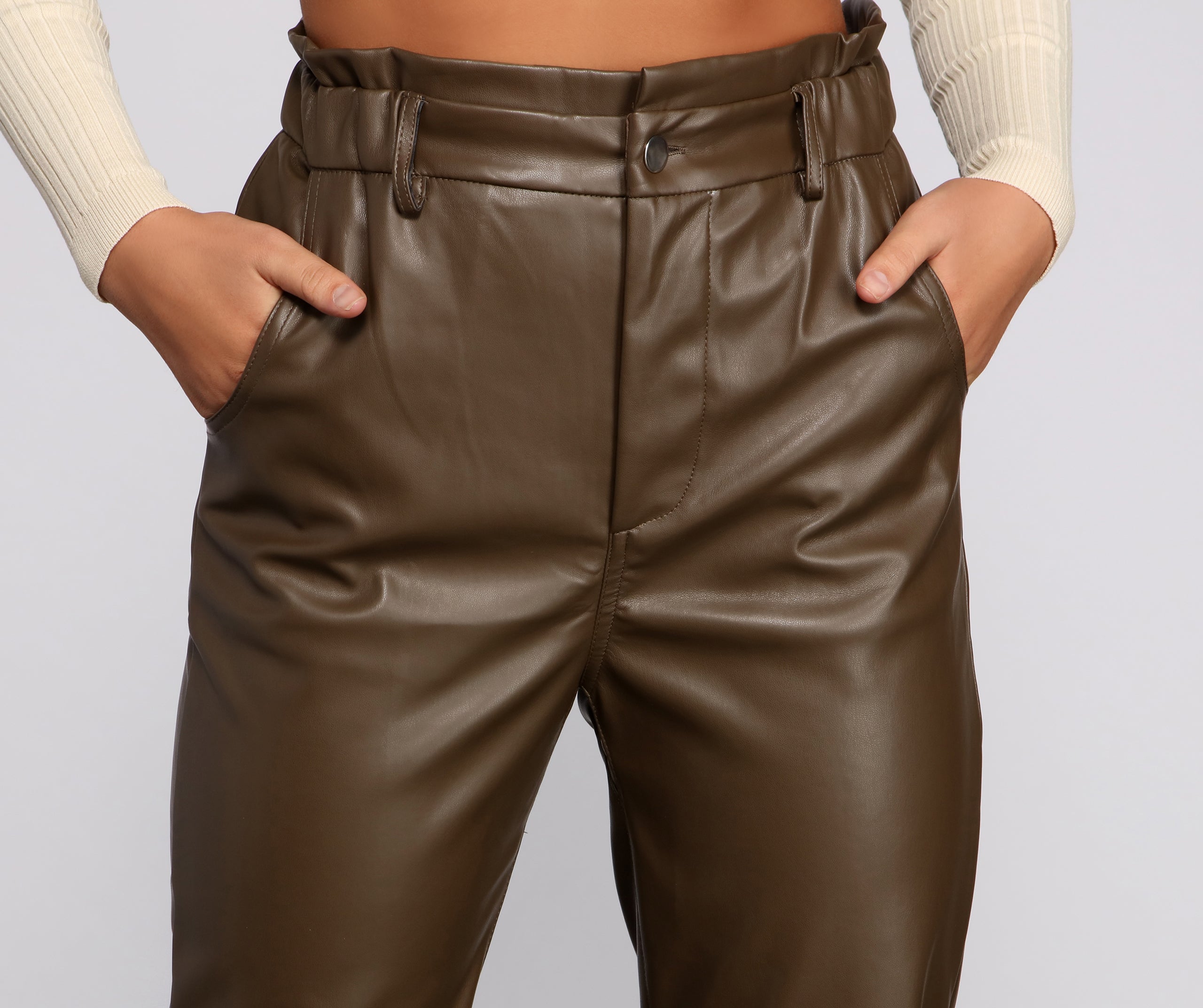 Polished N' Edgy Faux Leather Paper Bag Pants - Image 8
