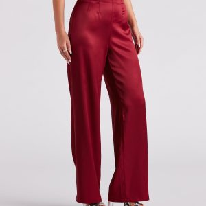 Elevated Details Sleek Satin Trouser Pants