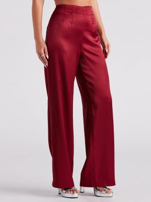 Elevated Details Sleek Satin Trouser Pants