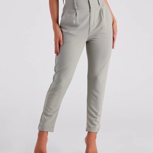 Perfectly Pleated Cuffed Trouser Pants