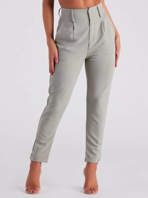 Perfectly Pleated Cuffed Trouser Pants