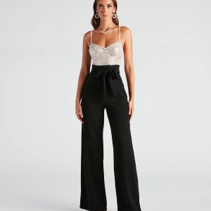 Catch Me In Sequin Wide-Leg Jumpsuit