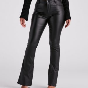 Stylishly Edgy Faux Leather Flare Pants