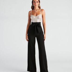 Catch Me In Sequin Wide-Leg Jumpsuit