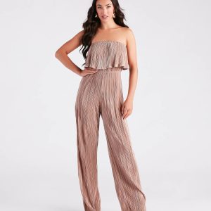 Happy Hour Chic Strapless Plisse Jumpsuit
